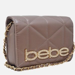 BEBE ZAZA FLAP CROSSBODY TAUPE